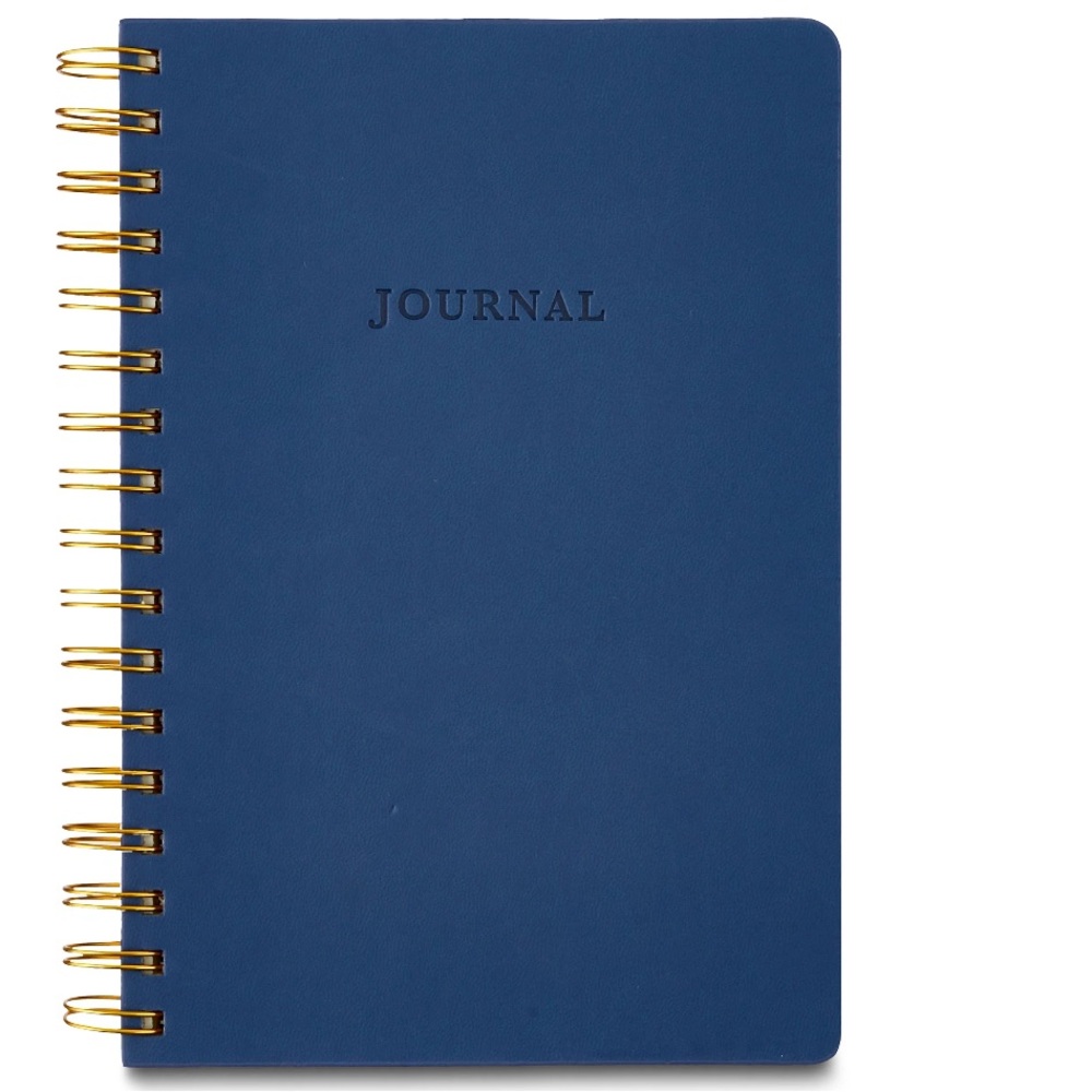 Blue Journal with Gold Spiral Binding